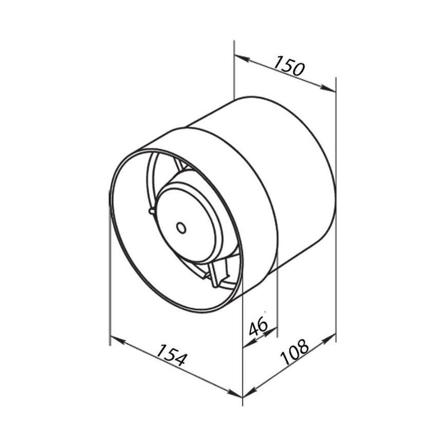 Ventilators VENTS 150VKO caurule 15cm