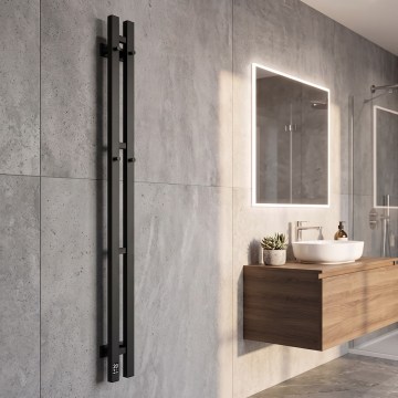 Vertaduro - Elektriskais dvieļu žāvētājs ar termostatu VEO 70W/230V 120x9 cm IP44 melns, labās puses