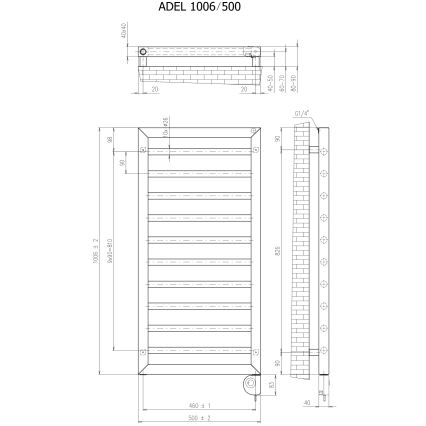 Vertaduro - Vannas istabas radiators ar termostatu ADEL 400W 100x50 cm antracīts