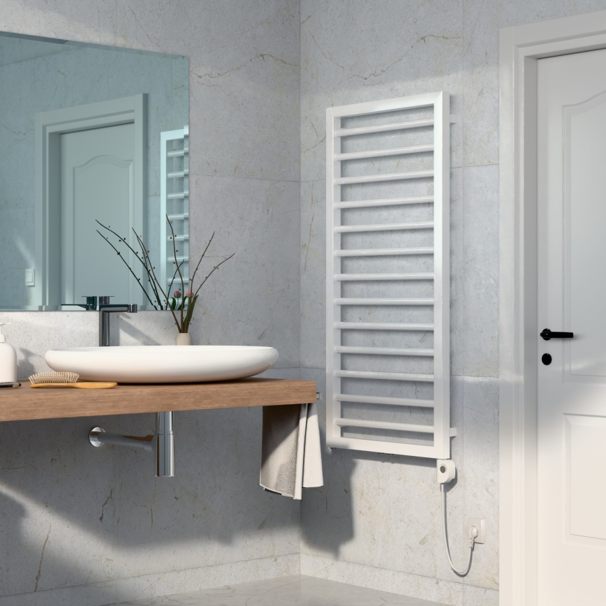 Vertaduro - Vannas istabas radiators ar termostatu ADEL 600W 128x50 cm balts