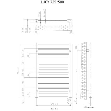 Vertaduro - Vannas istabas radiators ar termostatu LUCY 400W 73x50 cm taupe