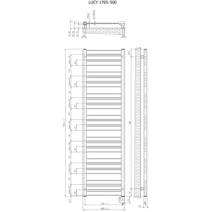 Vertaduro - Vannas istabas radiators ar termostatu LUCY 800W 177x50 cm balts