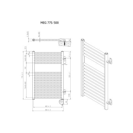 Vertaduro - Vannas istabas radiators ar termostatu MEG 400W 78x50 cm taupe