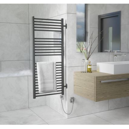 Vertaduro - Vannas istabas radiators ar termostatu MEG 600W 118x50 cm antracīts