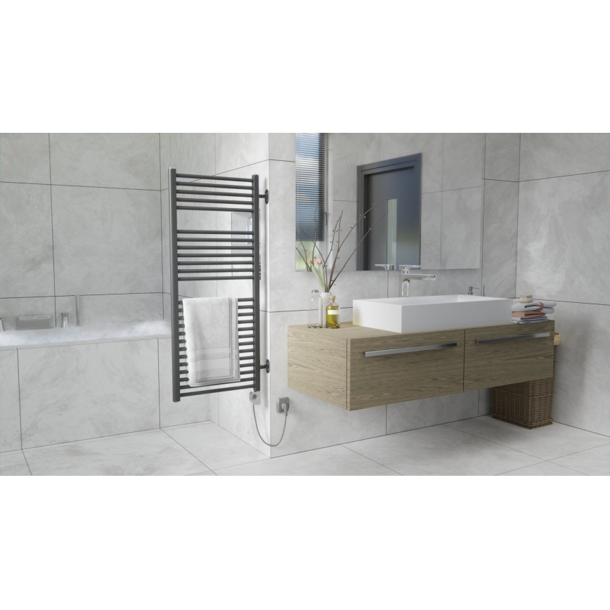Vertaduro - Vannas istabas radiators ar termostatu MEG 600W 118x50 cm antracīts