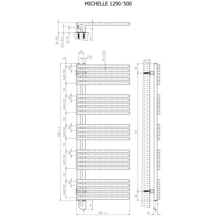 Vertaduro - Vannas istabas radiators ar termostatu MICHELLE 600W 129x50 cm antracīts