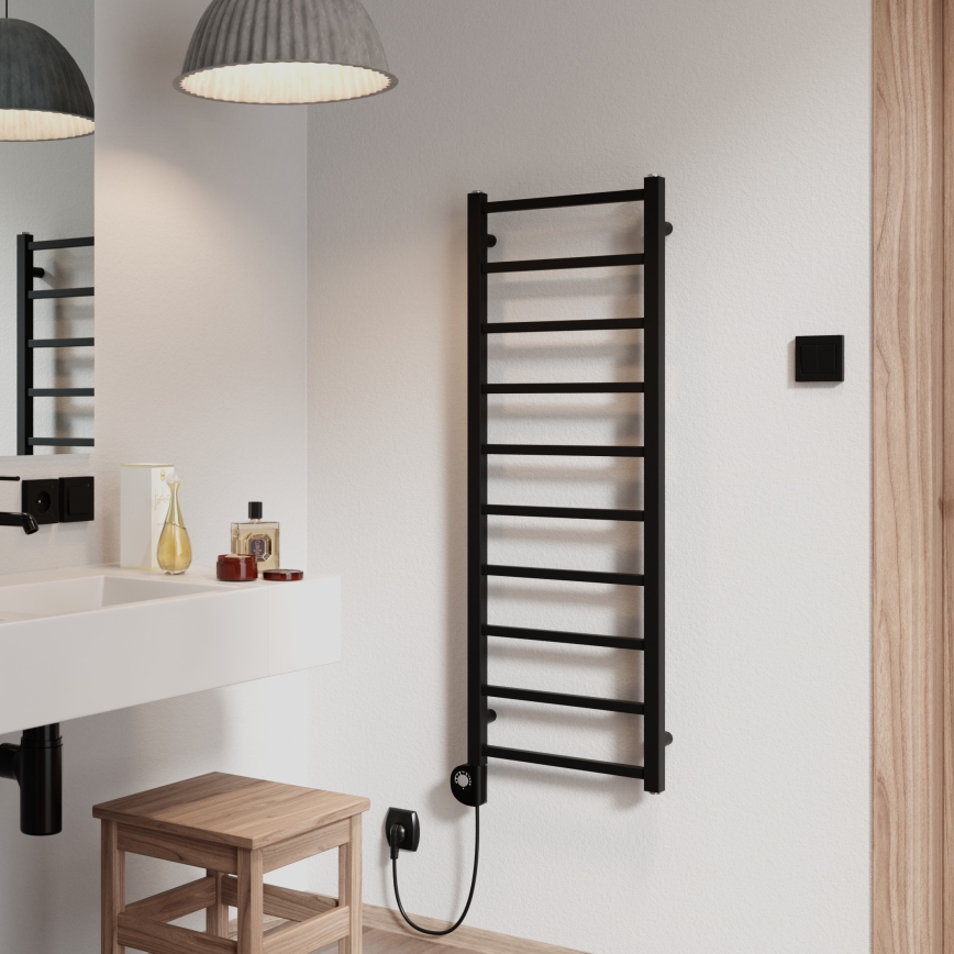 Vertaduro - Vannas istabas radiators ar termostatu ZOE 400W 114x40 cm melns