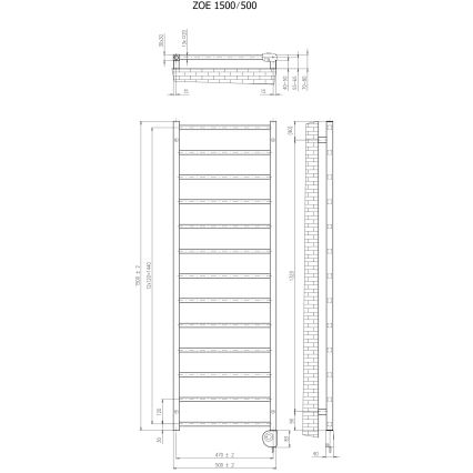 Vertaduro - Vannas istabas radiators ar termostatu ZOE 400W 150x50 cm balts