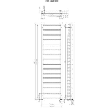 Vertaduro - Vannas istabas radiators ar termostatu ZOE 400W 186x50 cm antracīts