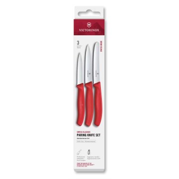 Victorinox - Dārzeņu virtuves nažu komplekts SWISS CLASSIC, 3 gab., sarkans