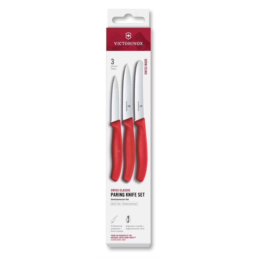 Victorinox - Dārzeņu virtuves nažu komplekts SWISS CLASSIC, 3 gab., sarkans