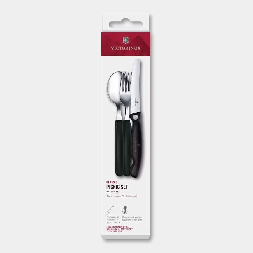 Victorinox - Piknika galda piederumu komplekts SWISS CLASSIC, 3 gab., melns