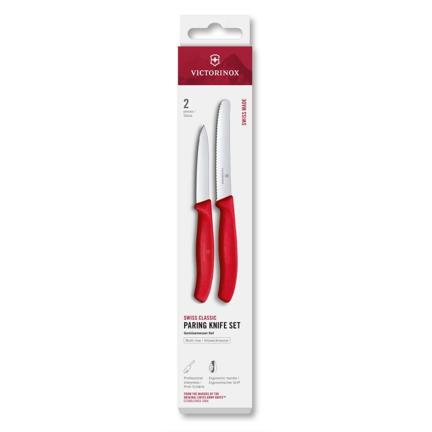 Victorinox - SWISS CLASSIC 2 gab. virtuves dārzeņu nažu komplekts, sarkans