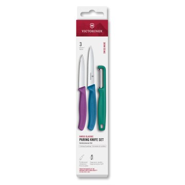 Victorinox - SWISS CLASSIC 3 gab. virtuves nažu komplekts ar mizošanas nazi, krāsains