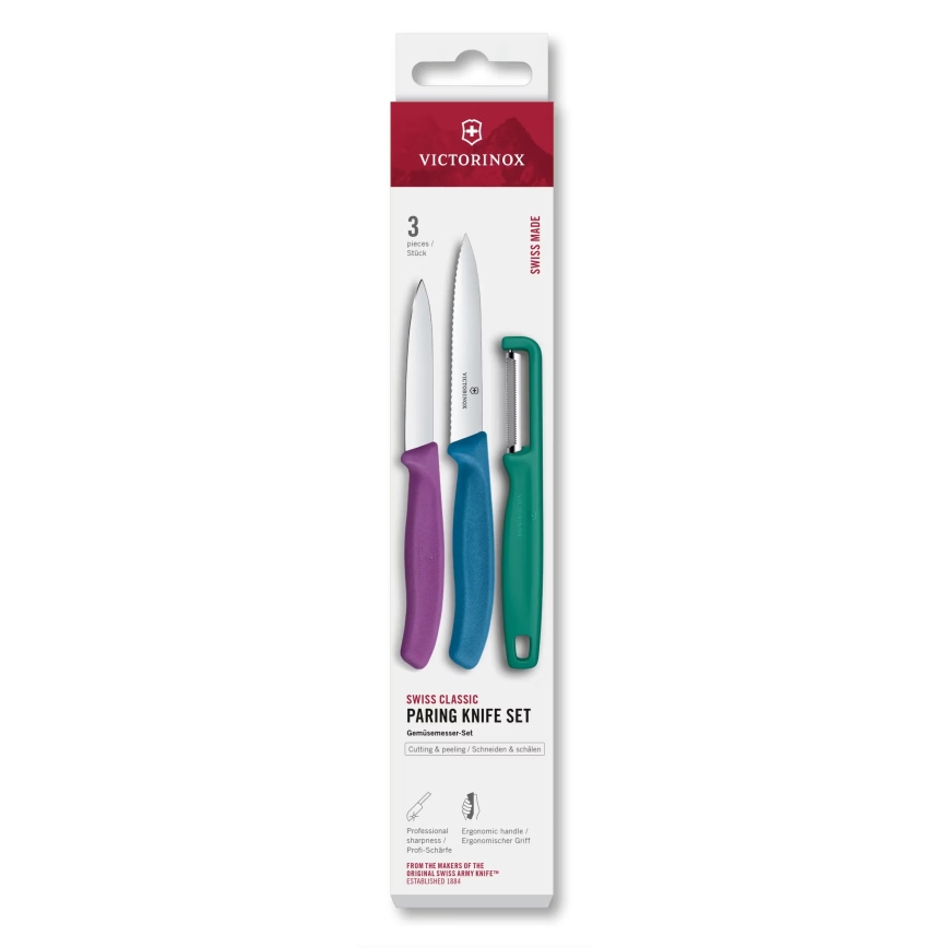 Victorinox - SWISS CLASSIC 3 gab. virtuves nažu komplekts ar mizošanas nazi, krāsains