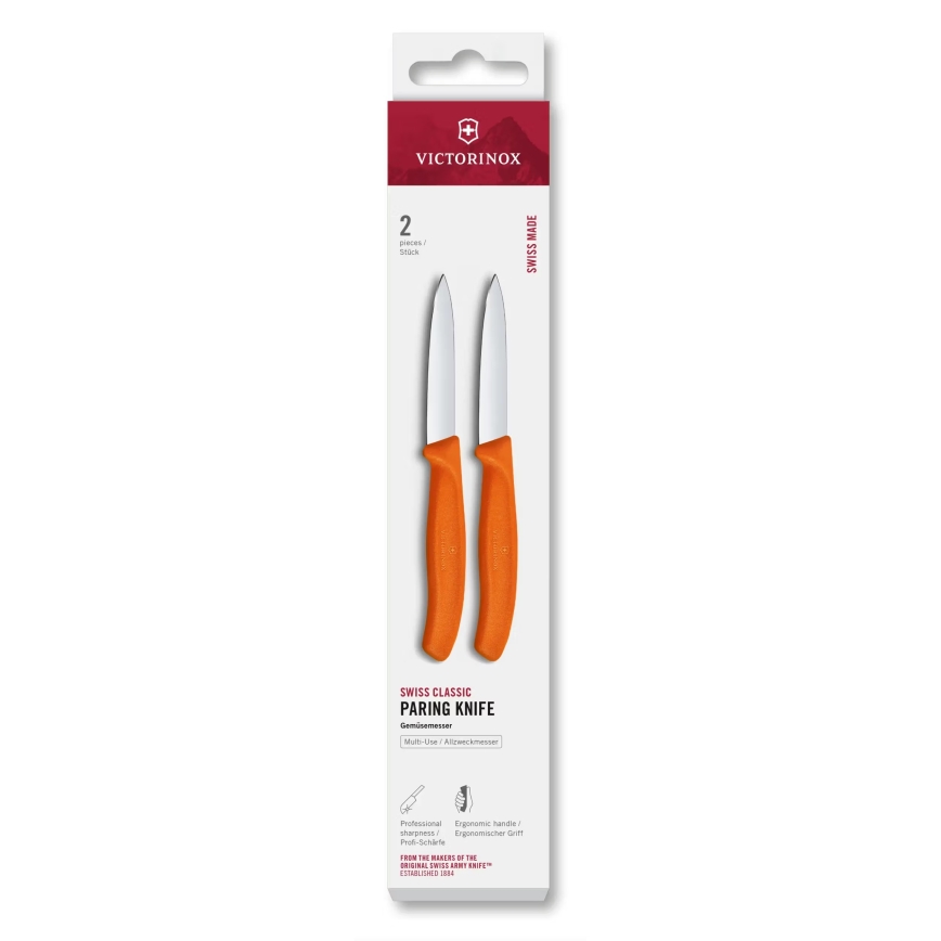 Victorinox - SWISS CLASSIC 8 cm virtuves dārzeņu nažu komplekts, 2 gab., oranži
