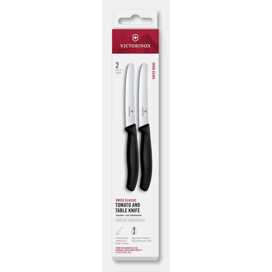 Victorinox - SWISS CLASSIC dārzeņu nažu komplekts 11 cm, 2 gab., melns