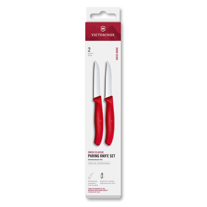 Victorinox - SWISS CLASSIC dārzeņu nažu komplekts, 8 cm, 2 gab., sarkans