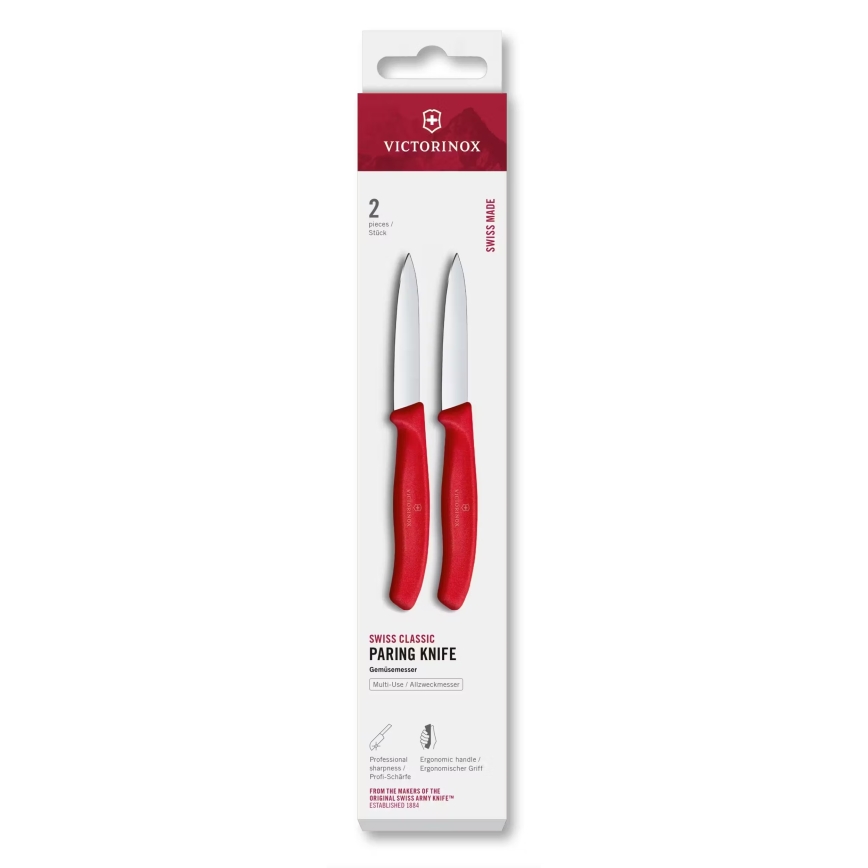 Victorinox - SWISS CLASSIC dārzeņu nažu komplekts, 8 cm, 2 gab., sarkans