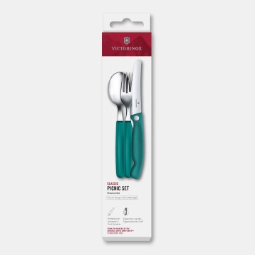 Victorinox - SWISS CLASSIC piknika galda piederumu komplekts, 3 gab., tirkīza krāsā