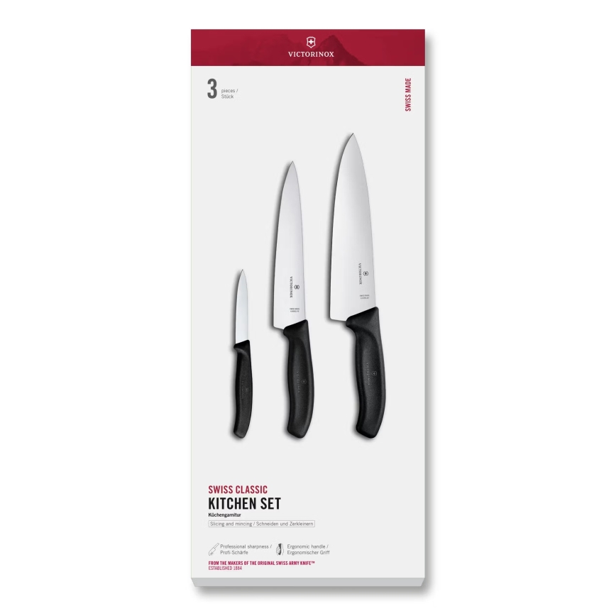 Victorinox - SWISS CLASSIC virtuves nažu komplekts, 3 gab., melns