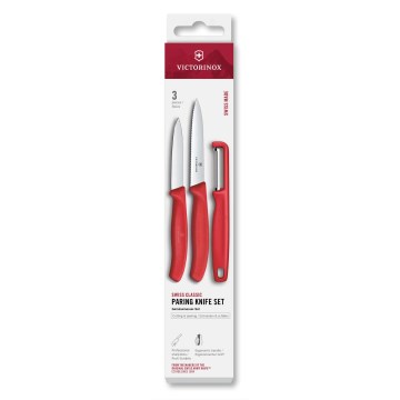 Victorinox - SWISS CLASSIC virtuves nažu komplekts ar mizotāju, 3 gab., sarkans
