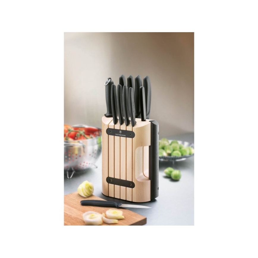 Victorinox - SWISS CLASSIC virtuves nažu komplekts ar turētāju, 12 gab., buks / bēšs