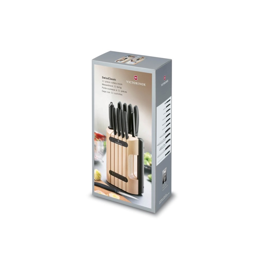 Victorinox - SWISS CLASSIC virtuves nažu komplekts ar turētāju, 12 gab., buks / bēšs