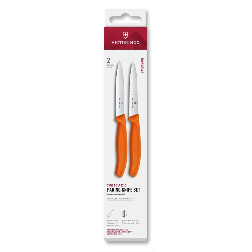 Victorinox - virtuves dārzeņu nažu komplekts SWISS CLASSIC, 10 cm, 2 gab., oranžā