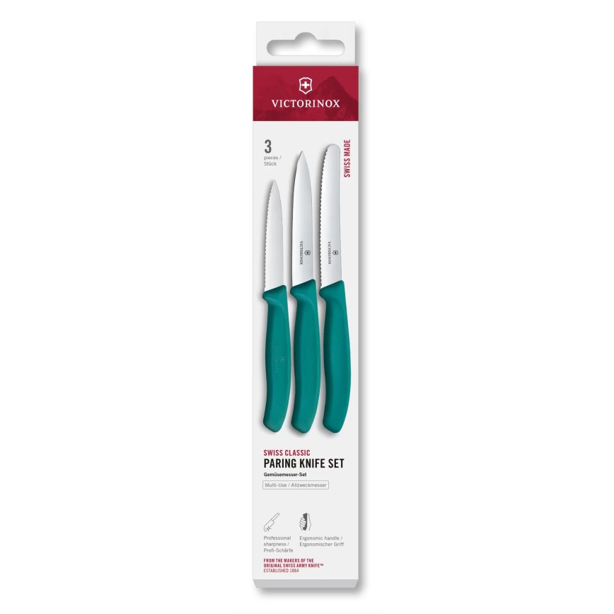 Victorinox - Virtuves dārzeņu nažu komplekts SWISS CLASSIC, 3 gab., tirkīzzils