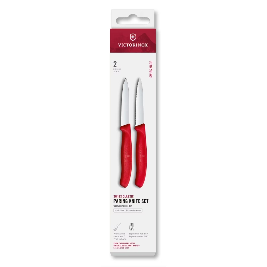 Victorinox - virtuves dārzeņu nažu komplekts SWISS CLASSIC 8 cm 2 gab. sarkans