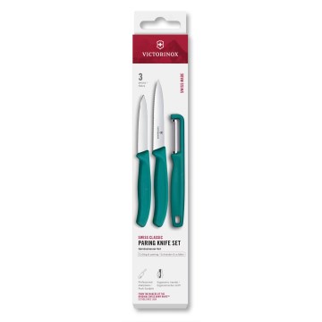 Victorinox - Virtuves nažu komplekts ar mizotāju SWISS CLASSIC, 3 gab., tirkīza krāsā