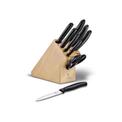 Victorinox - Virtuves nažu komplekts ar statīvu SWISS CLASSIC, 10 gab., buk/bēšs