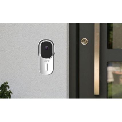 Video durvju zvans ar kustības sensoru — Full HD 1080p, 5200 mAh, IP65, Wi-Fi, Tuya, balts