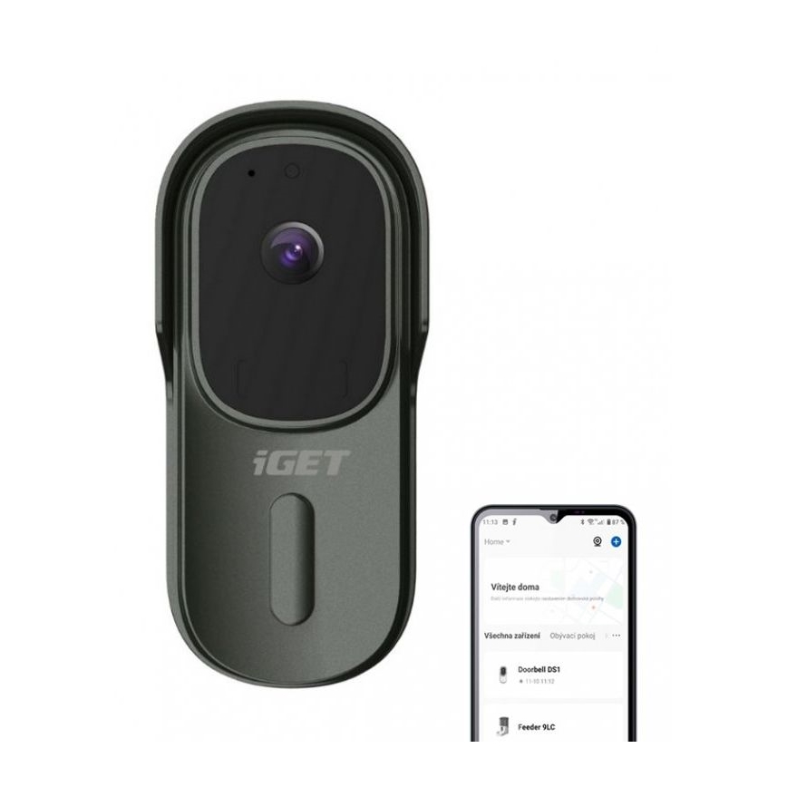 Video durvju zvans ar kustību sensoru Full HD 1080p 5200 mAh IP65 Wi-Fi antracīta