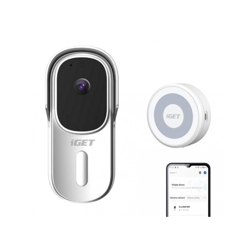 Video durvju zvans ar kustību sensoru Full HD 1080p IP65 Wi-Fi balta + skaļrunis