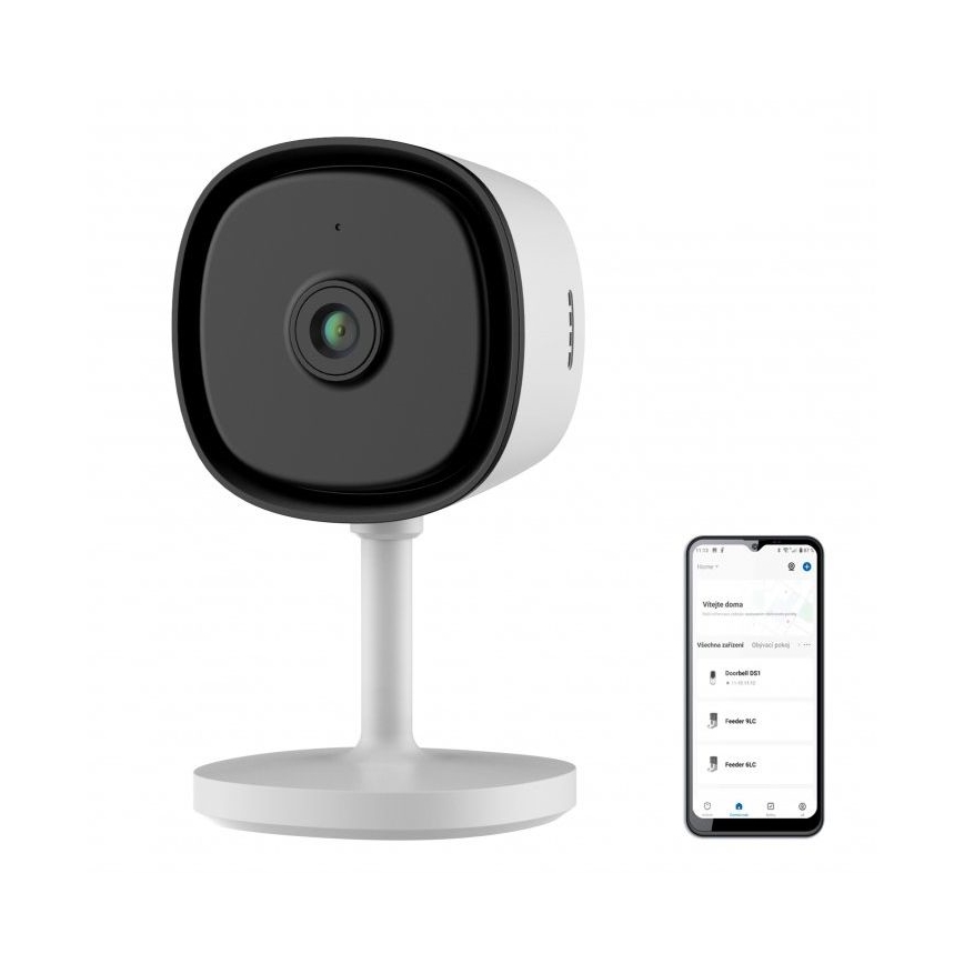 Viedā iekštelpu kamera ar Full HD 1080p sensoru, 5V, Wi‑Fi, Tuya, balta