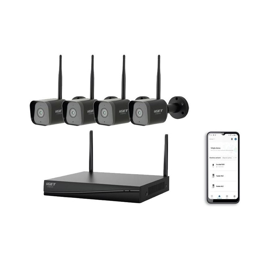 Viedā kameru sistēma + 4x kameras ar 2K+ sensoru 12V IP65 Wi-Fi Tuya
