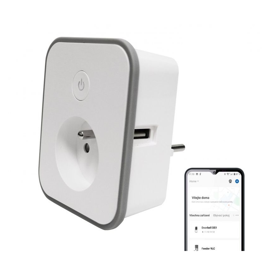 Viedā kontaktligzda ar patēriņa mērīšanu 3680W/230V + 2xUSB/12W/5V Wi-Fi