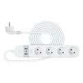 Viedā paplašinājums vads ar slēdzi 4Z Tips E + 2x USB-A + 1x USB-C 1,5m Wi-Fi Tuya balta