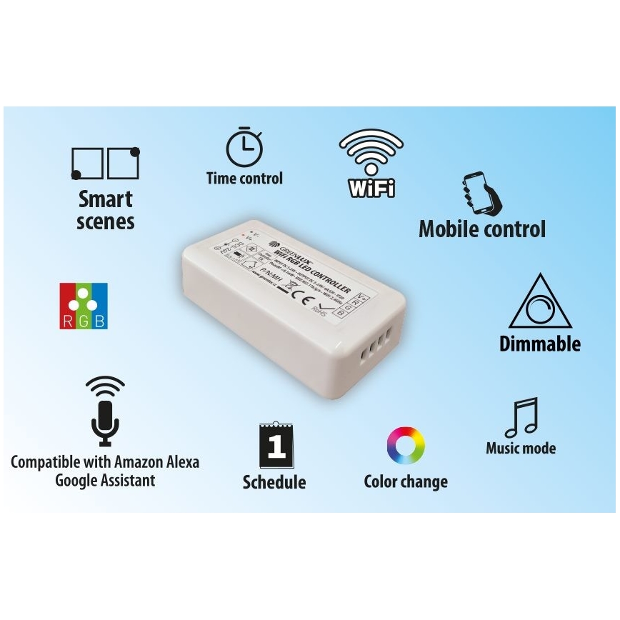 Viedā tālvadības pults LED RGB joslām 5-24V Wi-Fi Tuya