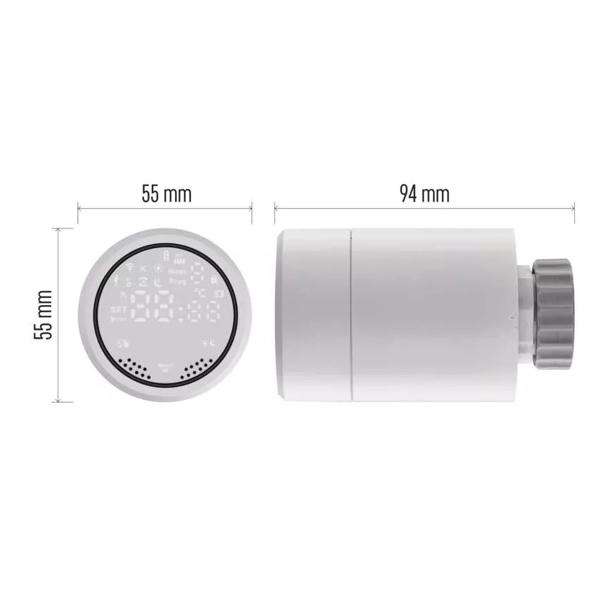 Viedā termostatiskā galviņa ar LCD ekrānu GoSmart M30x1,5 2xAA/1,5V Tuya