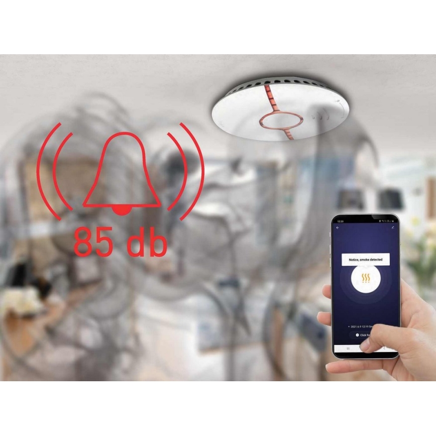 Viedais dūmu detektors 2xAAA Wi-Fi Tuya