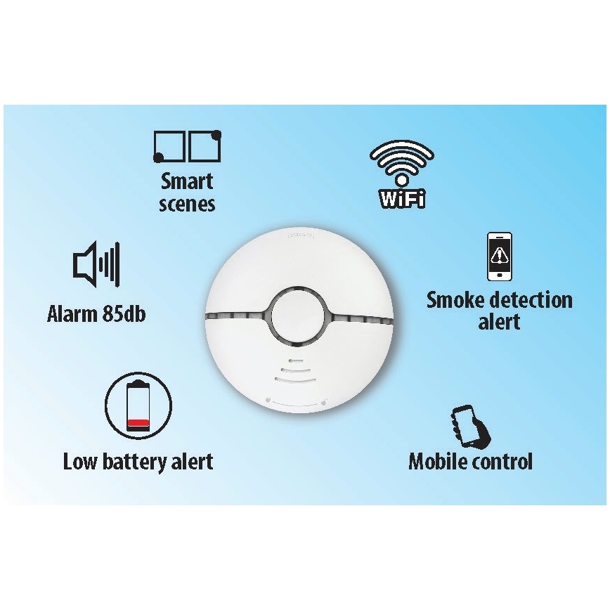 Viedais dūmu detektors 2xAAA Wi-Fi Tuya