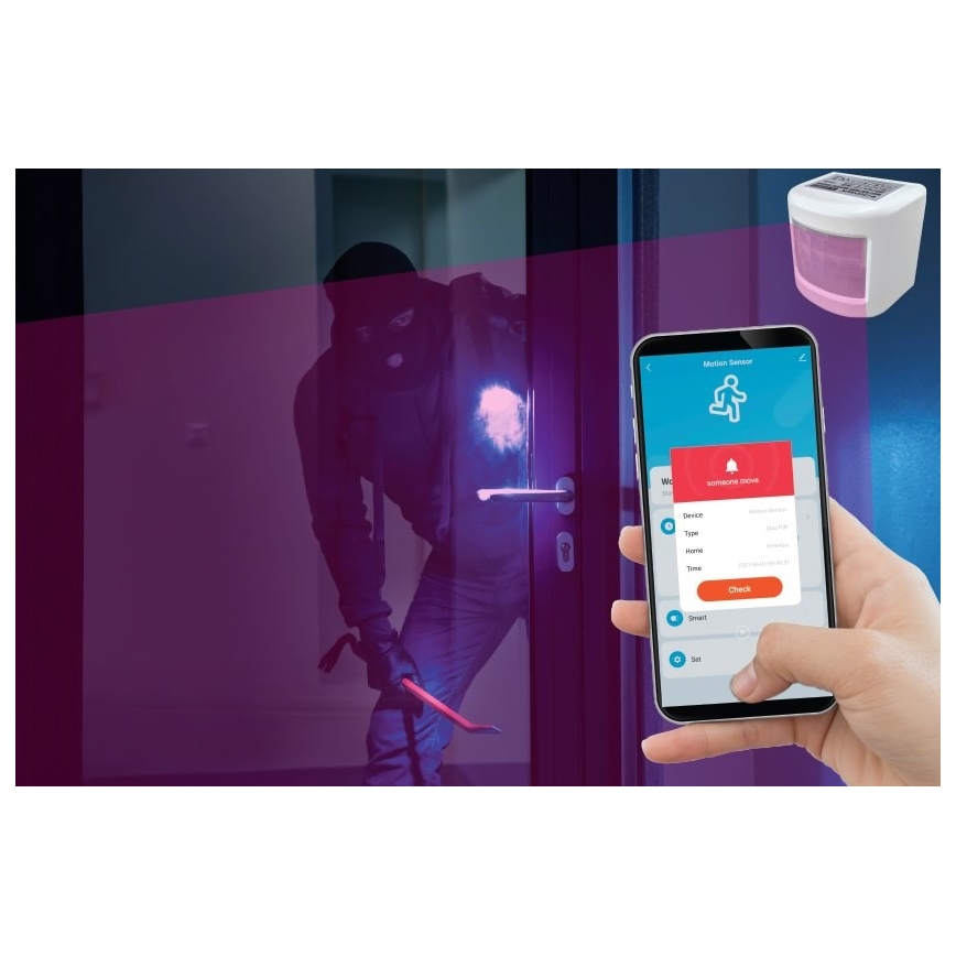 Viedais kustību sensors 3xAAA Wi-Fi Tuya