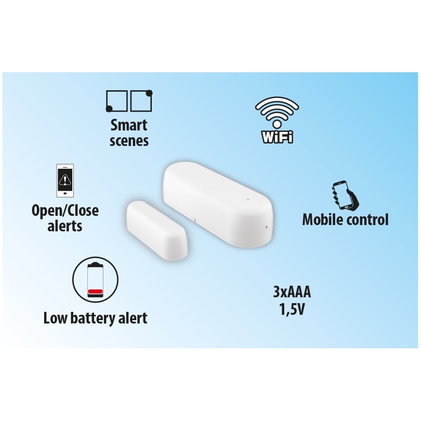 Viedais logu un durvju sensors 2xAAA Wi-fi Tuya