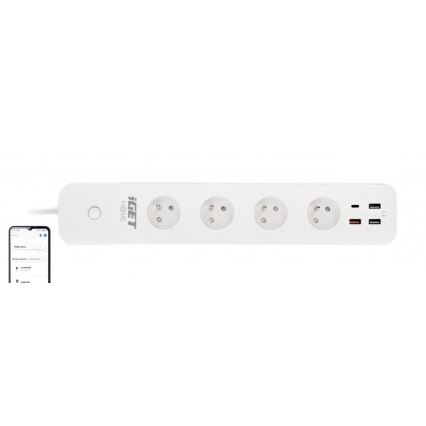 Viedais pagarinātāja vads ar slēdzi 1,5 m 4Z + 4xUSB Wi-Fi