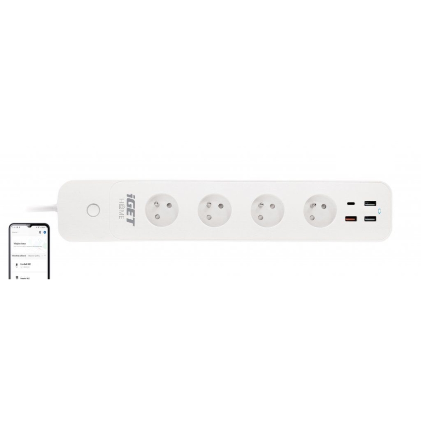 Viedais pagarinātāja vads ar slēdzi 1,5 m 4Z + 4xUSB Wi-Fi