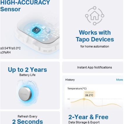 Viedais temperatūras un mitruma sensors 1xCR2450