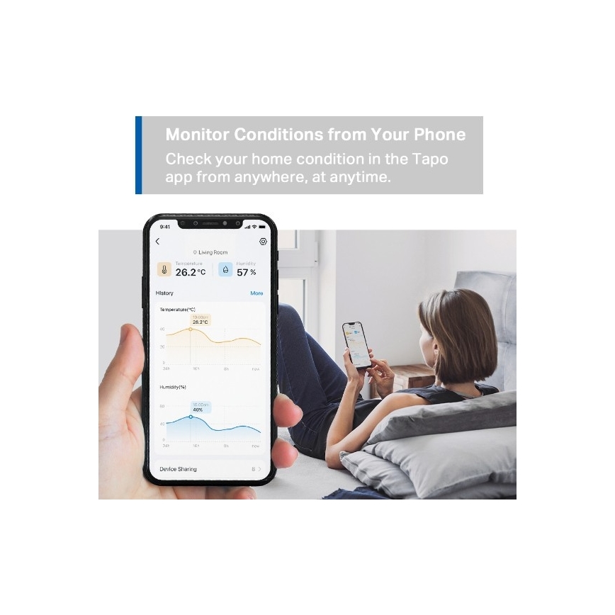 Viedais temperatūras un mitruma sensors 1xCR2450